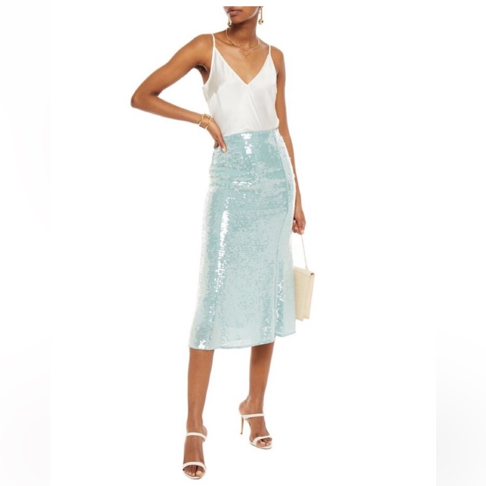 Veronica Beard Sequin Mint Green Midi Skirt - Picture 2 of 7